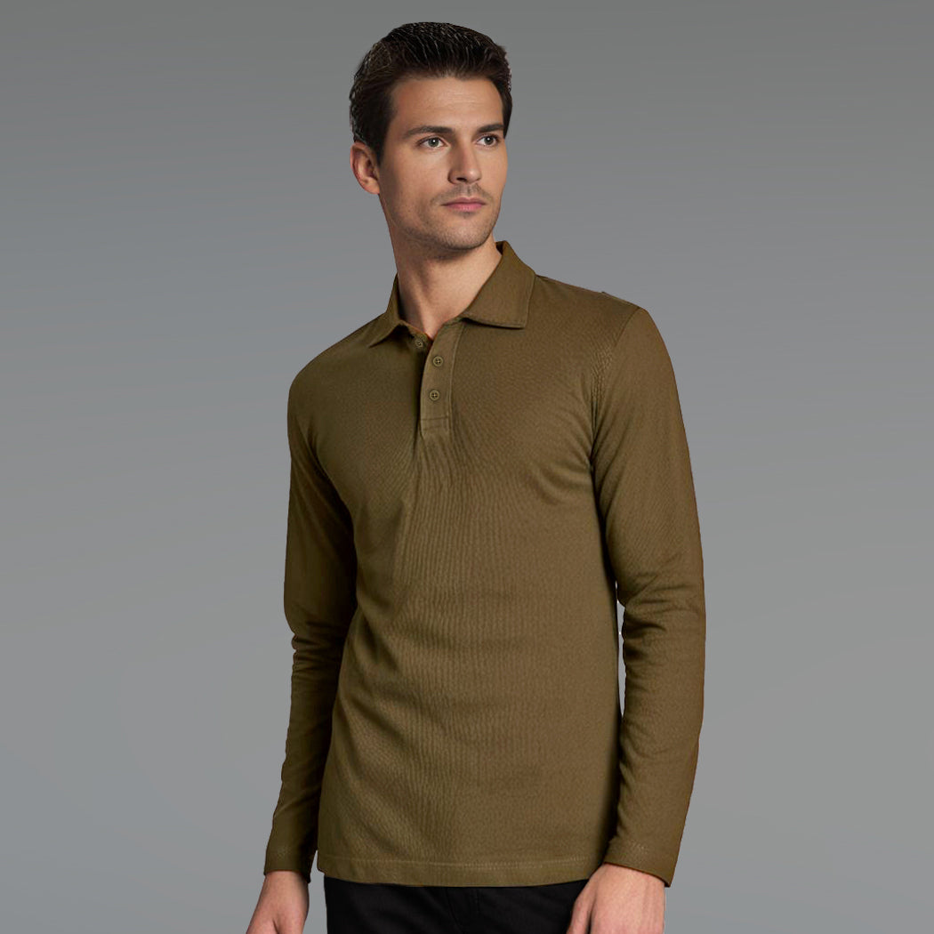 EZS Aria Olive Long Sleeve Polo