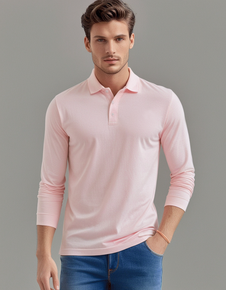 EZS Aria Pink Long Sleeve Polo