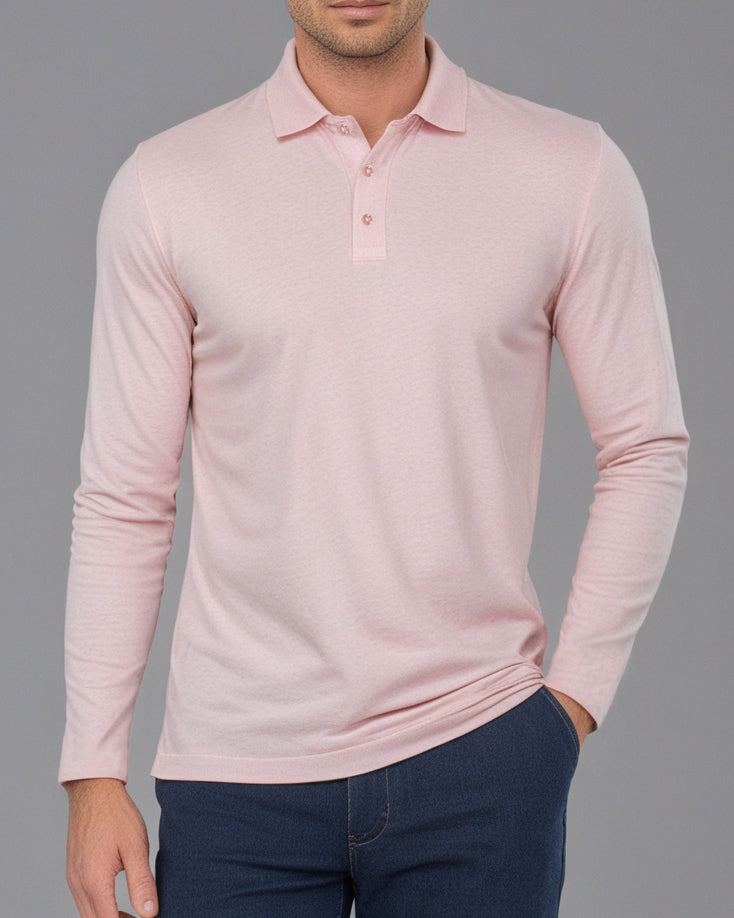 EZS Aria Pink Long Sleeve Polo