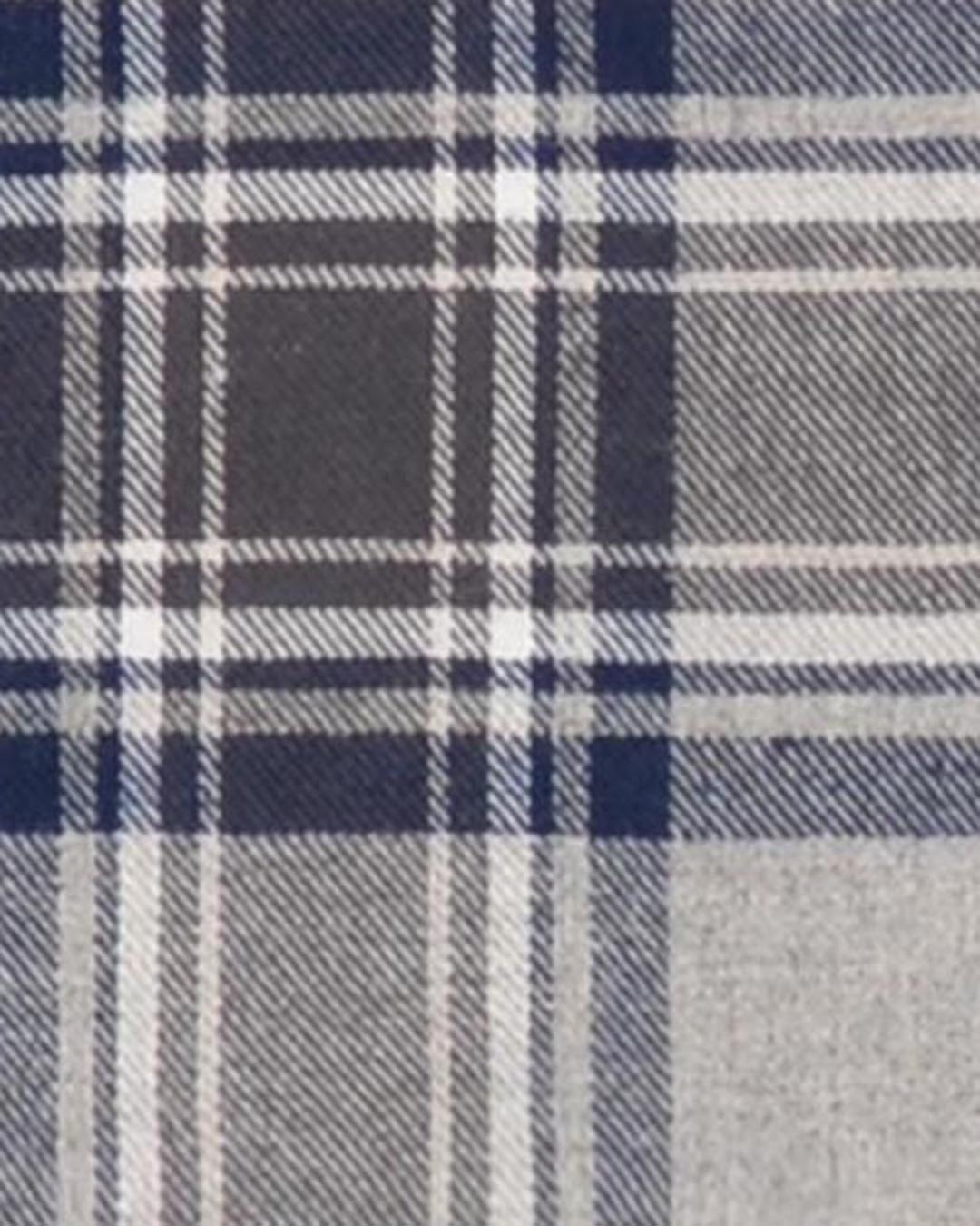 Dark Gull Grey Navy Plaid Flannel Work Shirt - 3