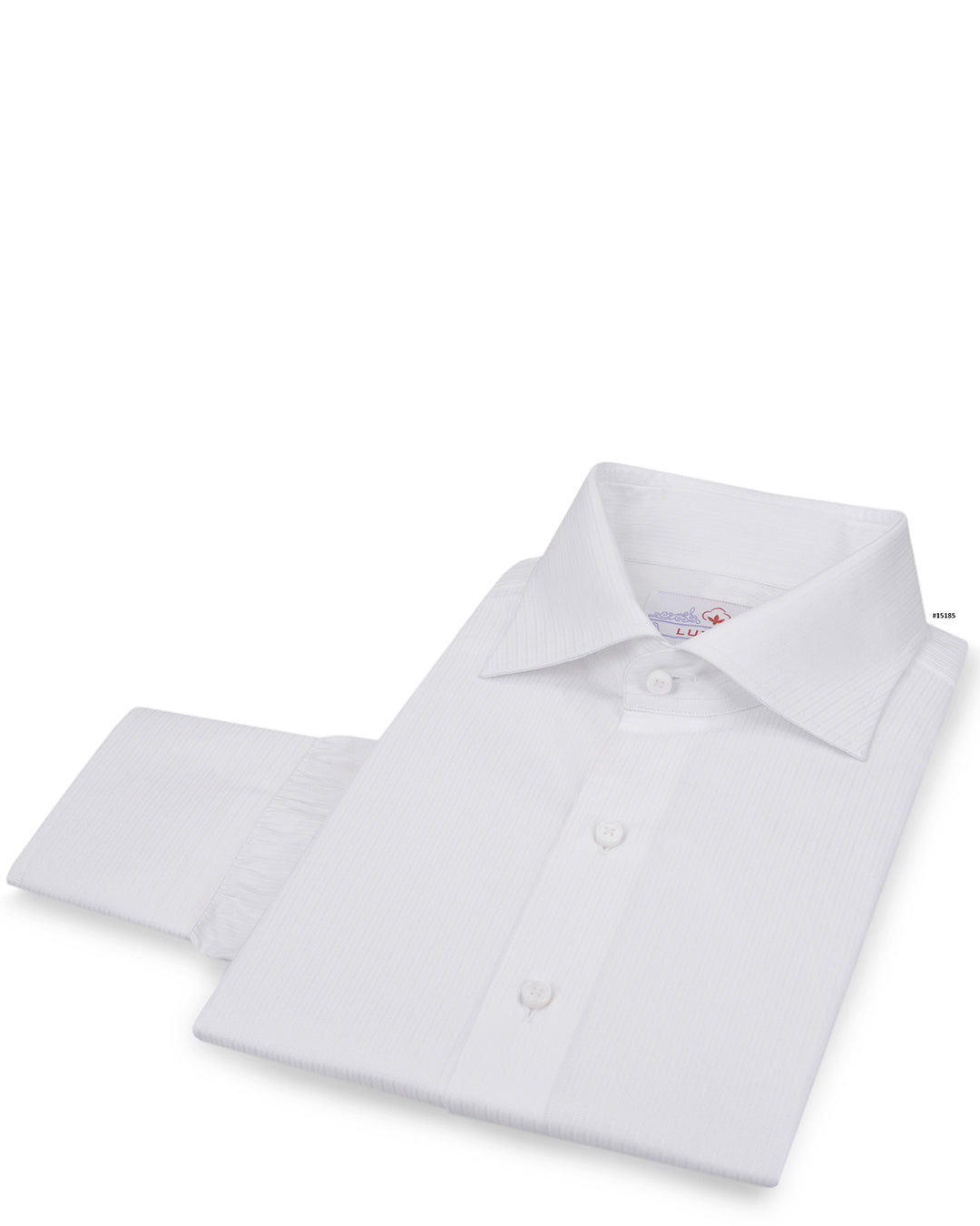 Business Shirt: White Micro Herringbone