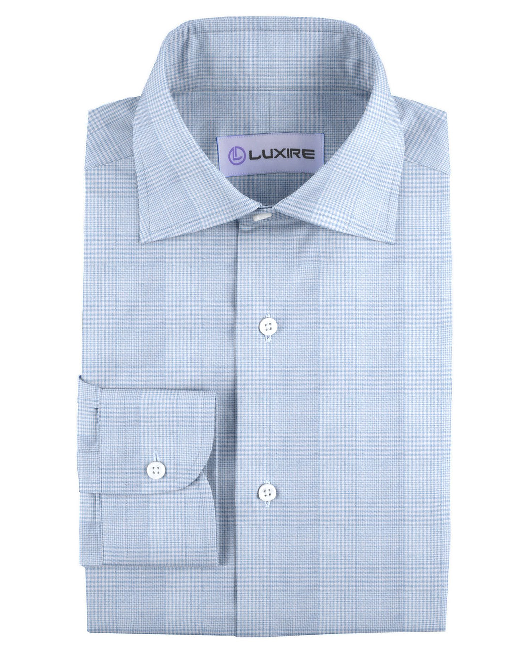 Light Blue and White Tattersall Checks