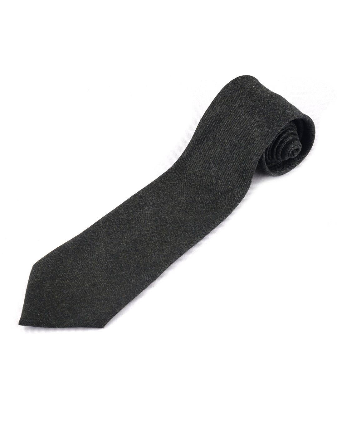 Drago: Super 130s Dark Olive Rugby Flannel Tie - 1