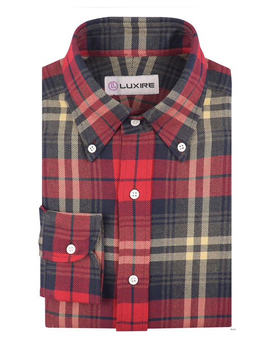 Red Navy Tartan Twill