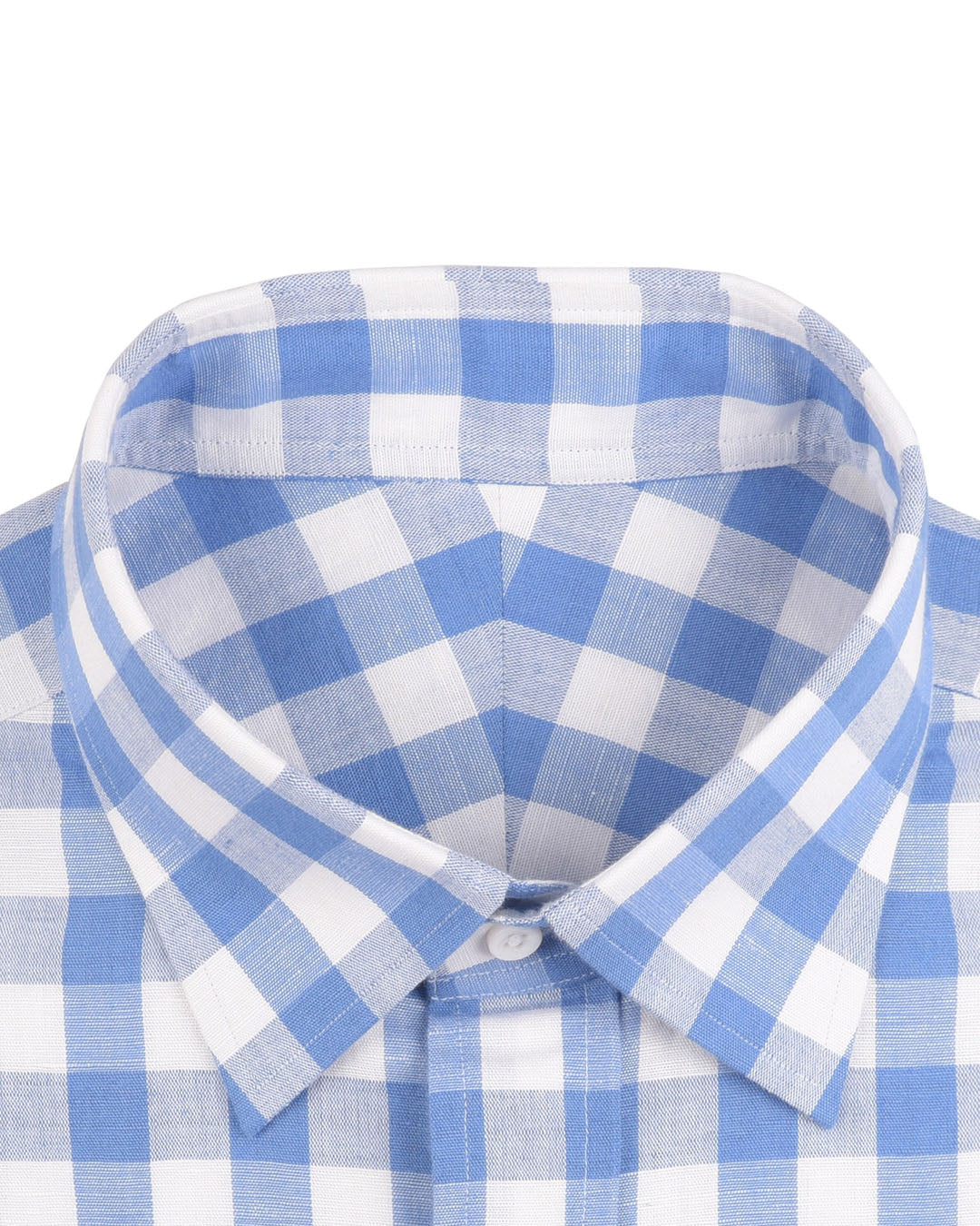 Linen Cotton: Blue Macro Gingham Checks