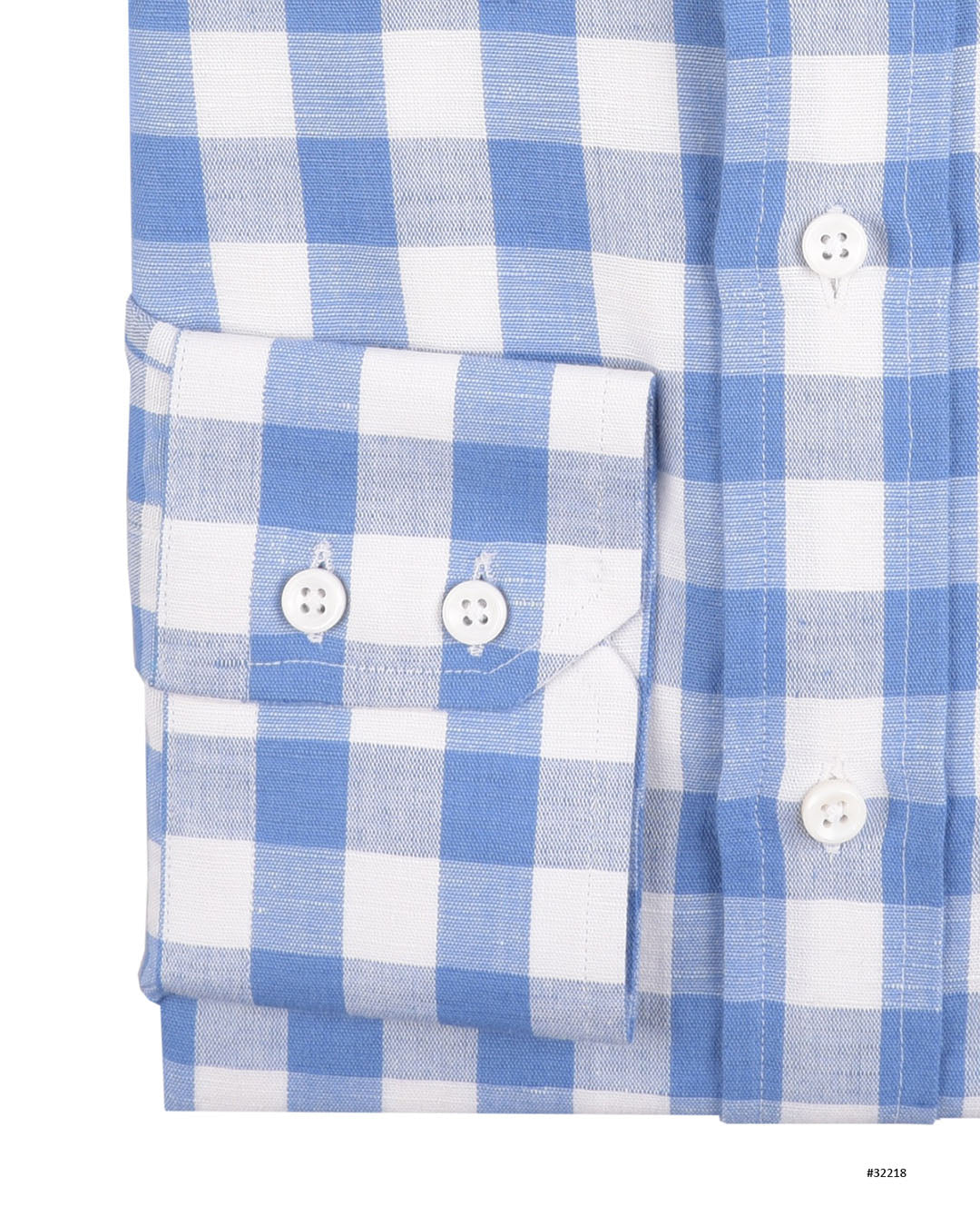 Linen Cotton: Blue Macro Gingham Checks