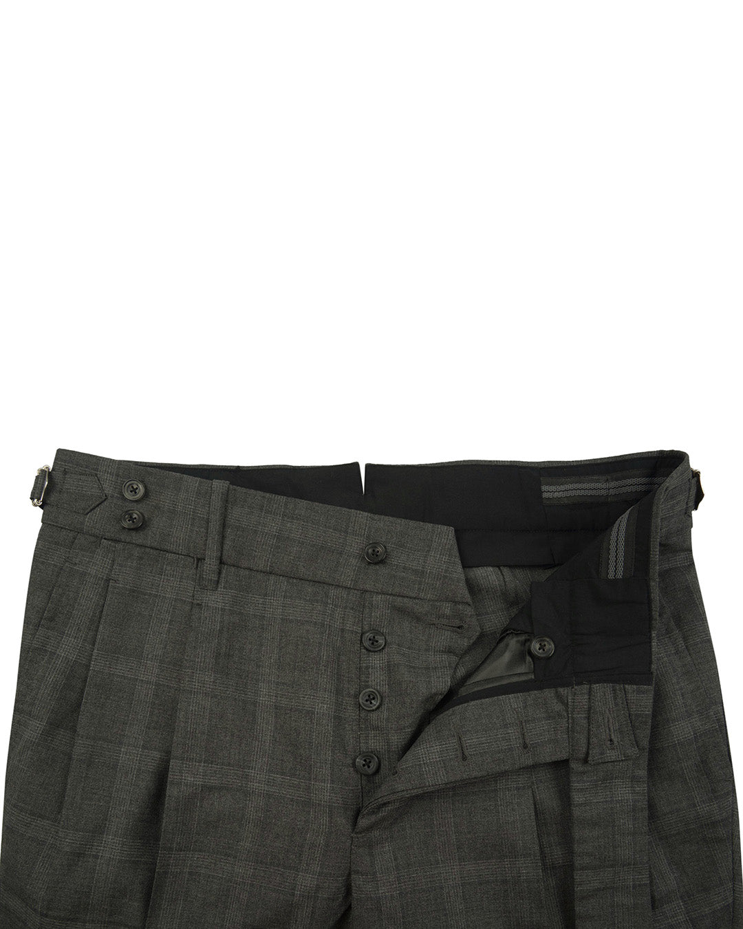 Loro Piana: Dark Grey Tartan Checks - 3