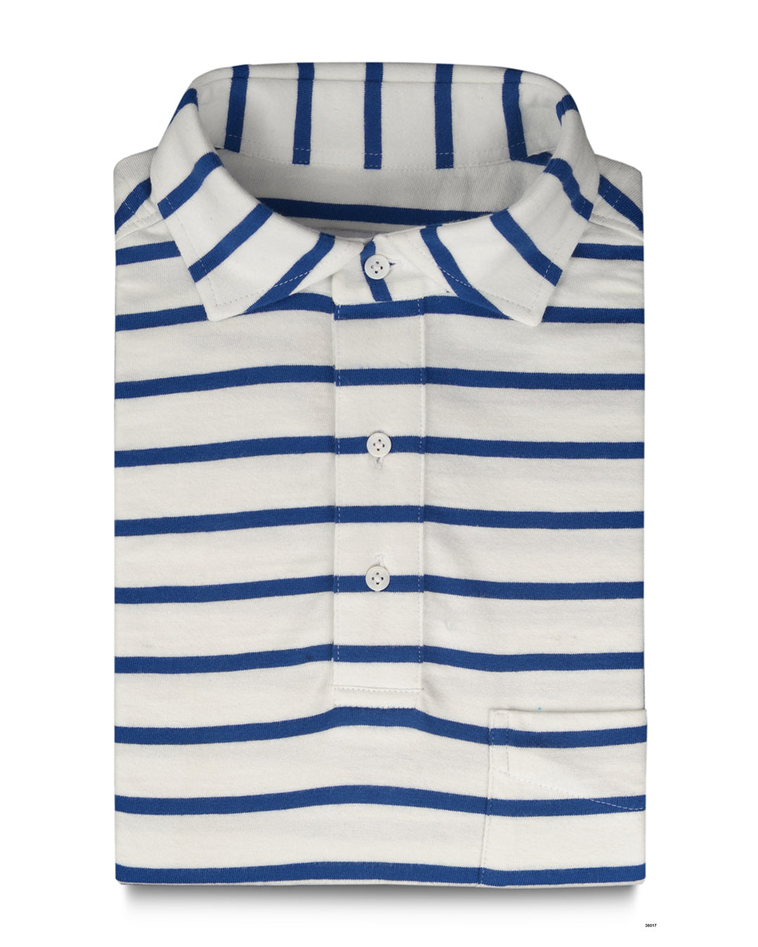 Navy & White Striped Polo T-shirt