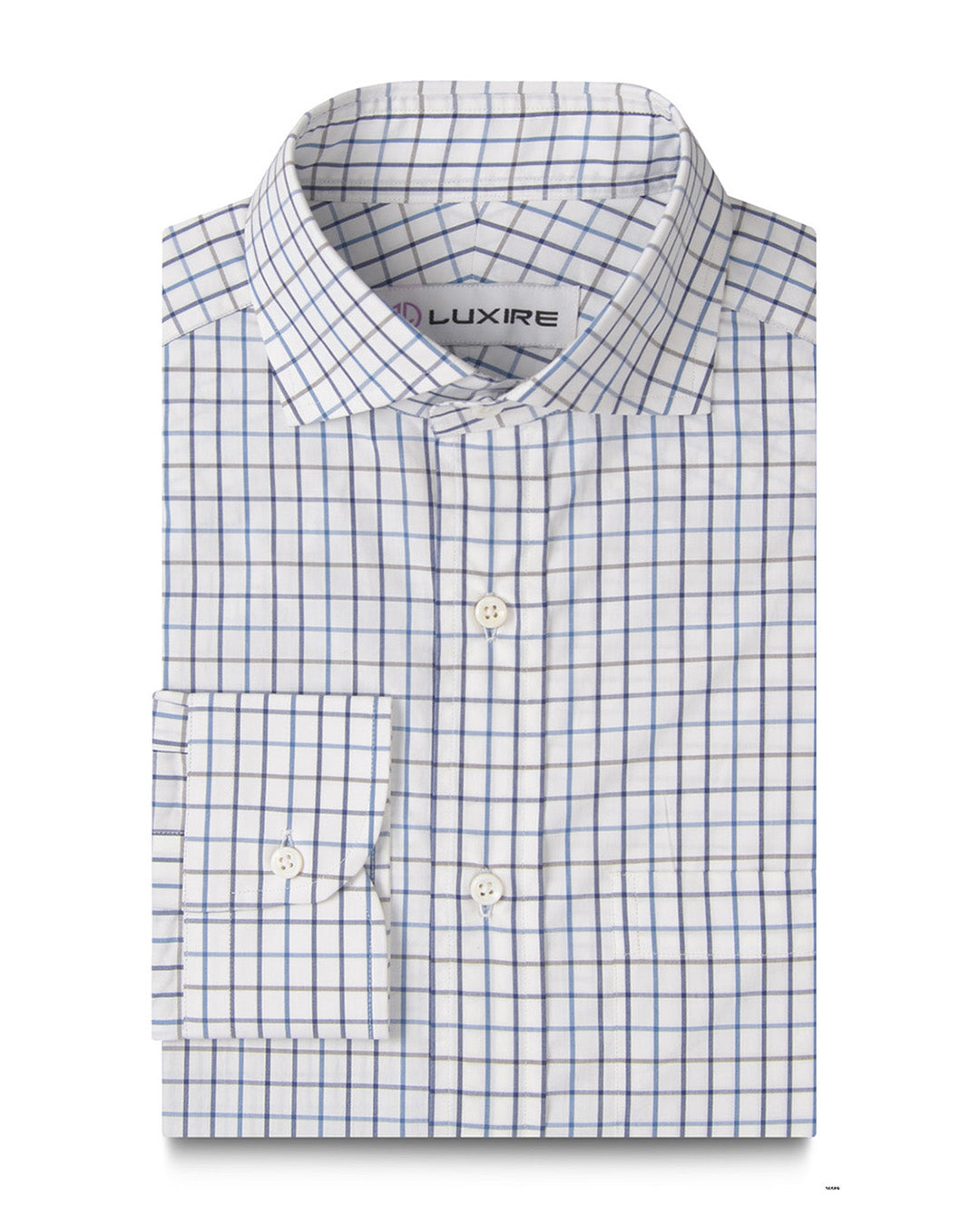 Easy-to-Iron Blue Navy White Grey Checks - 1