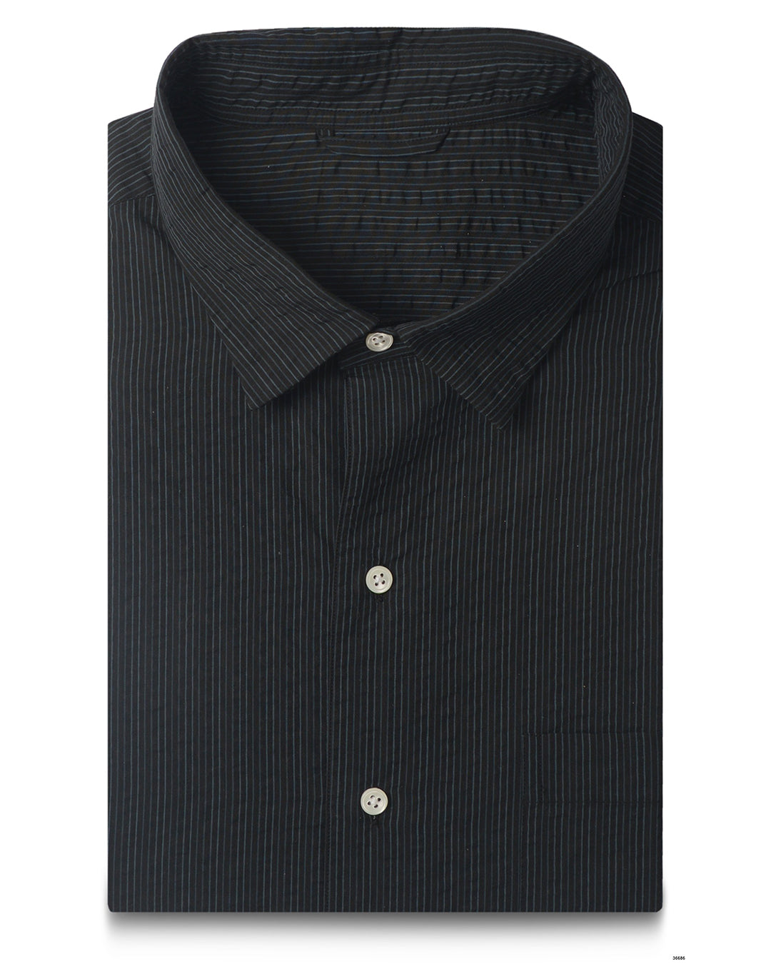 Navy on Black Stripes Seersucker - 1