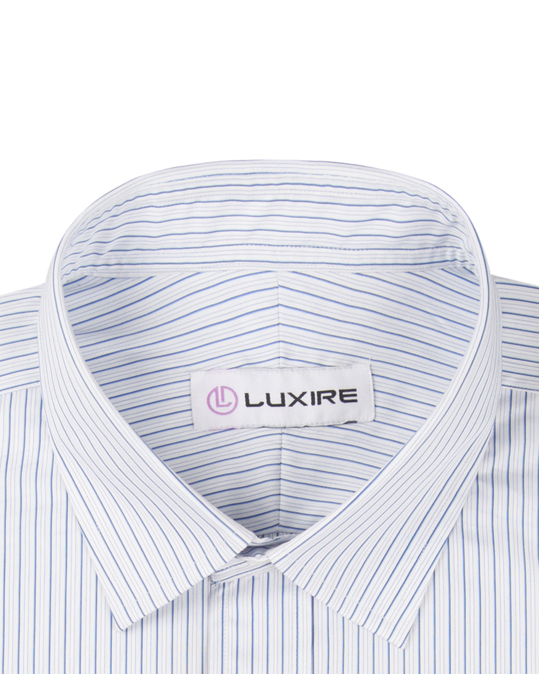 A Touch of Silk: Blue Shadow Stripes on White: Natural Wrinkle Free - 3