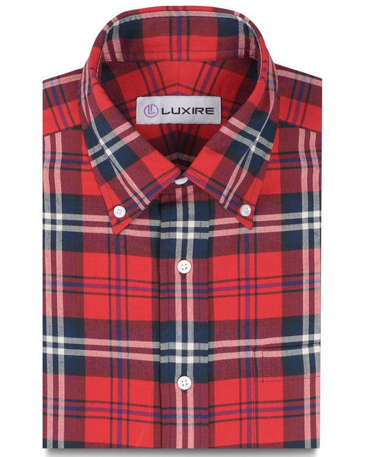 Red Navy Plaid Herringbone