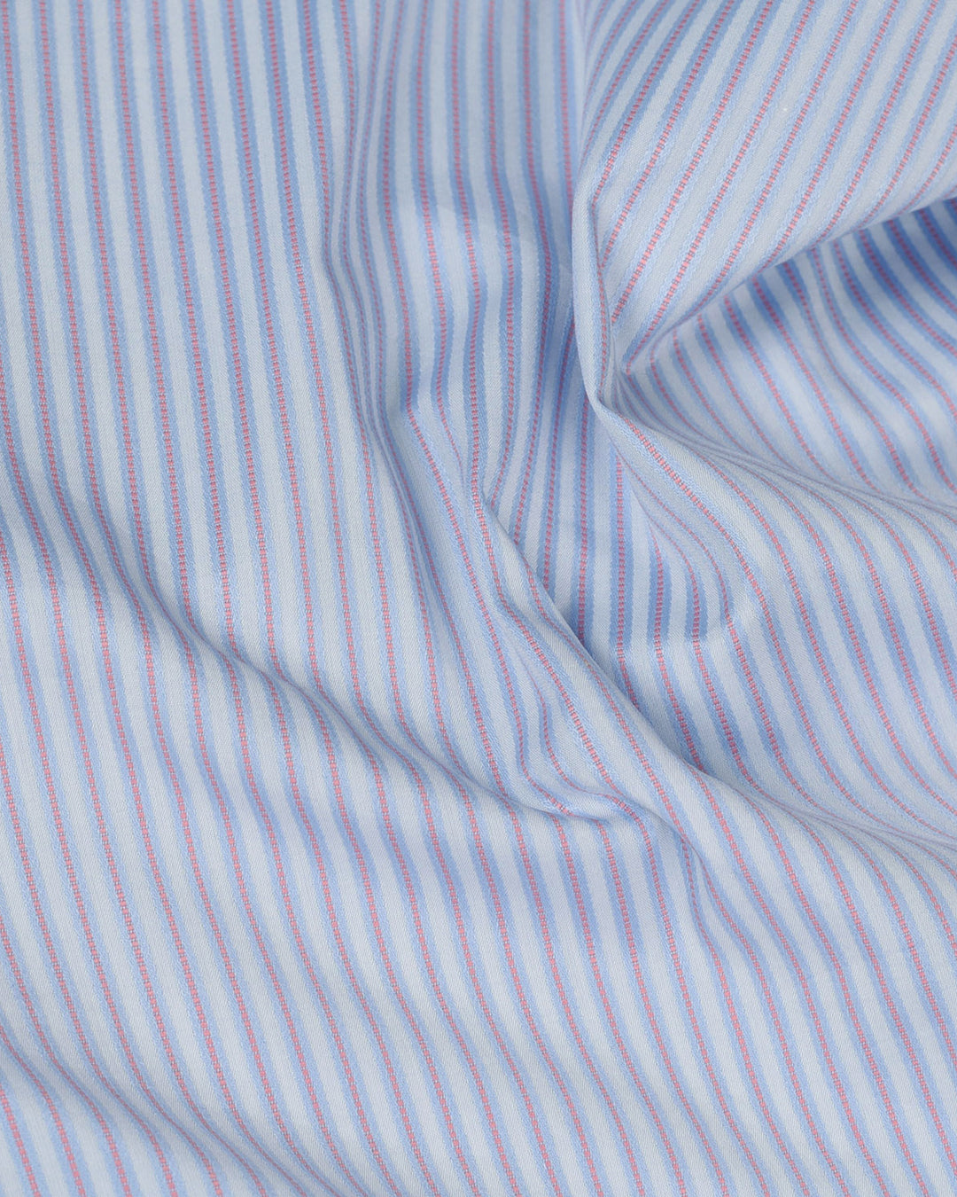 Pink Blue Satin Stripes on Pale Blue Shirt - 6
