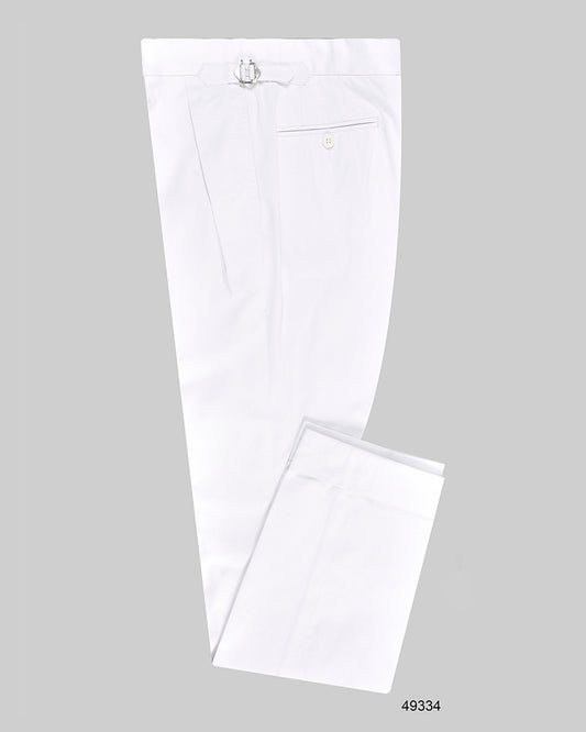 White Cotton Twill High Waisted Pant