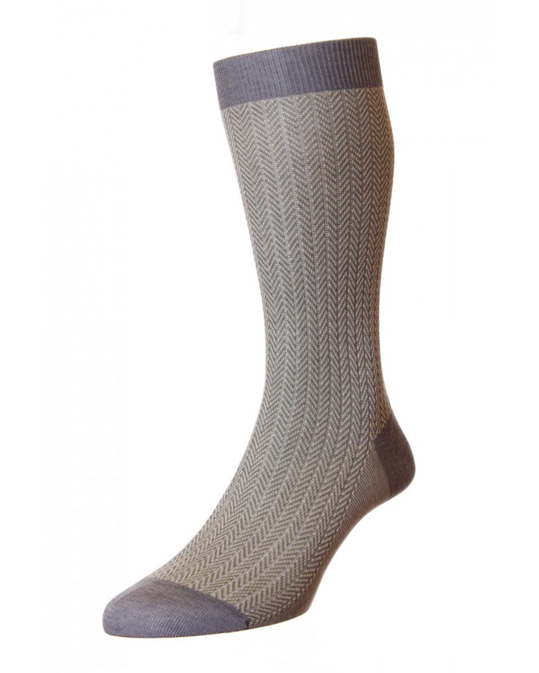 Pantherella FABIAN Cotton Herringbone - Mid Grey Mix - 1