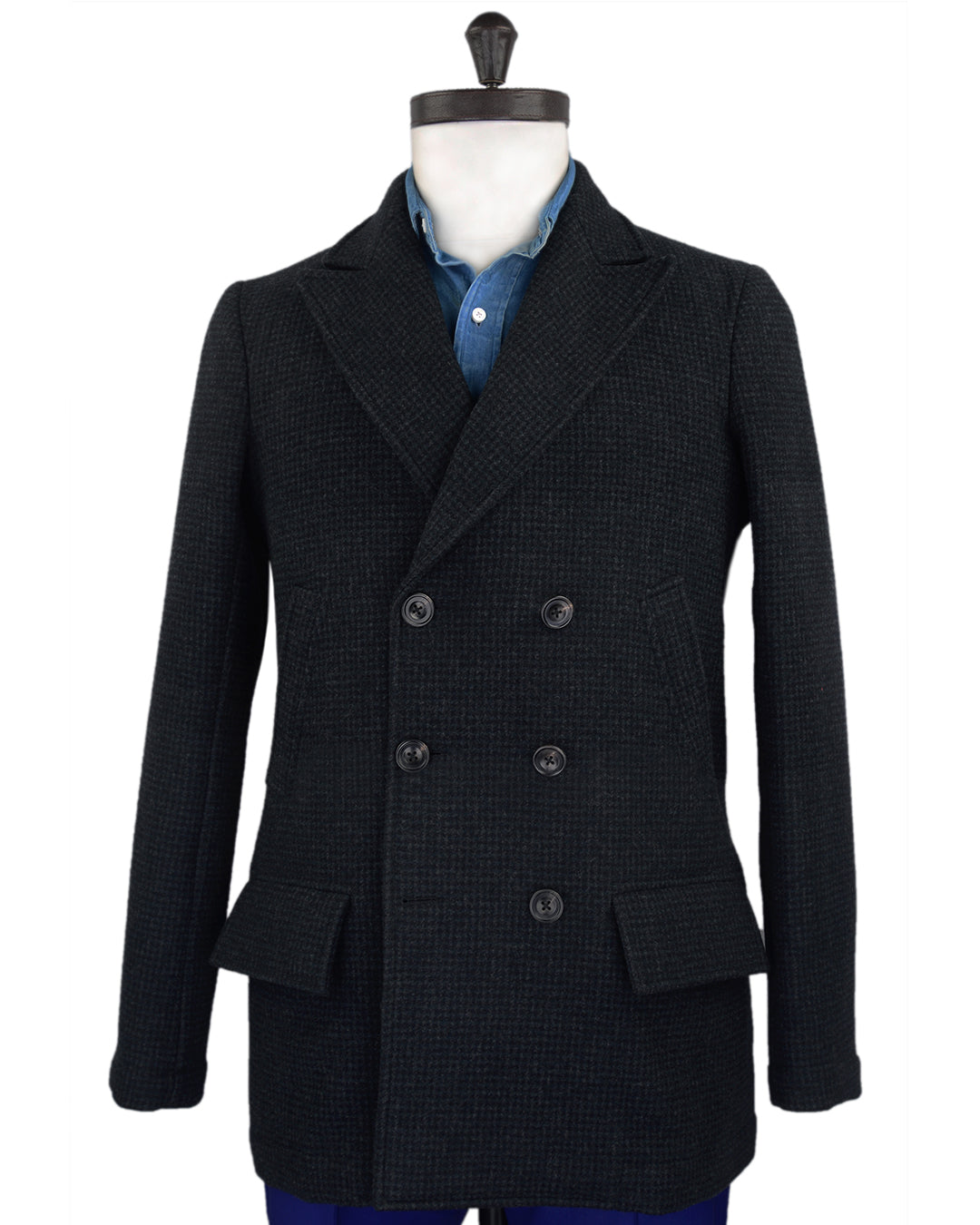 Mini Gingham Grey Peacoat - 1