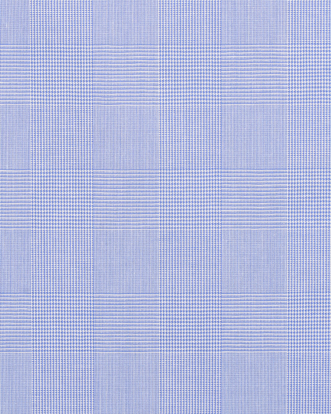 Glen Plaid Blue on White Shirt - 4