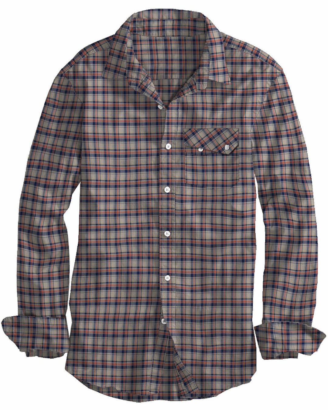 Blue Orange Tartan Checks On Yellow - 1