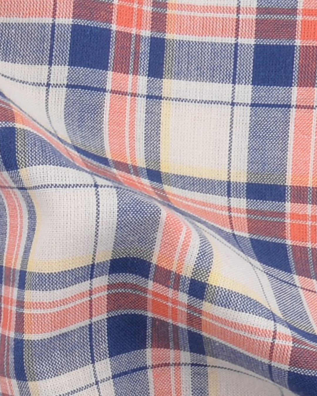 Blue Orange Tartan Checks On Yellow - 5