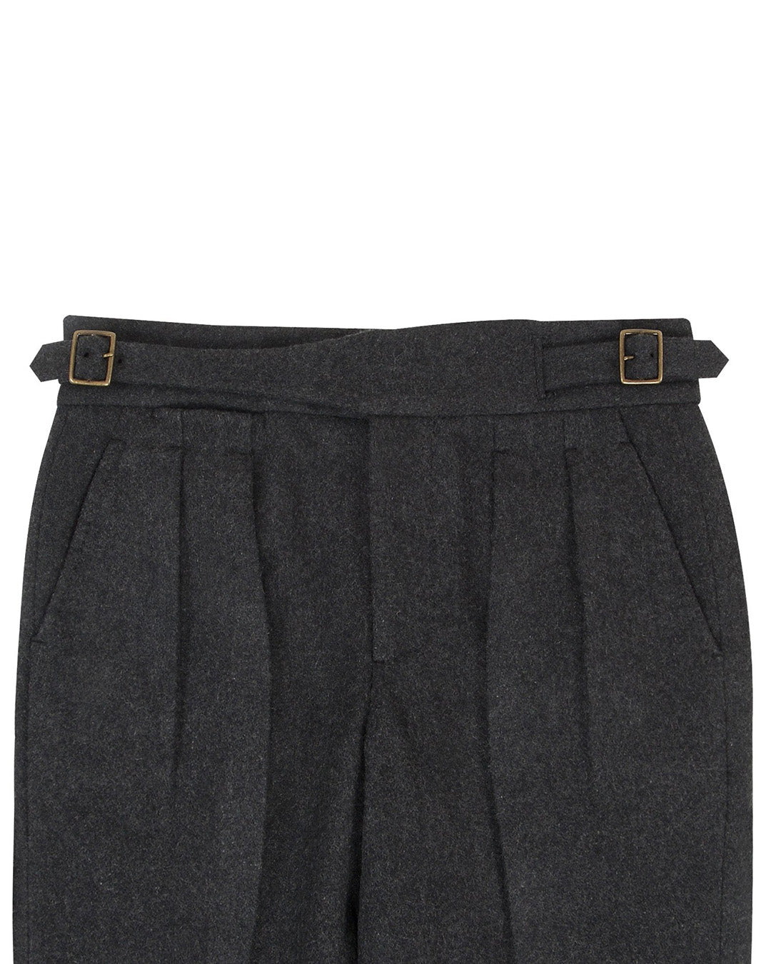 Gurkha Pant in Charcoal Grey Wool Flannel - 2