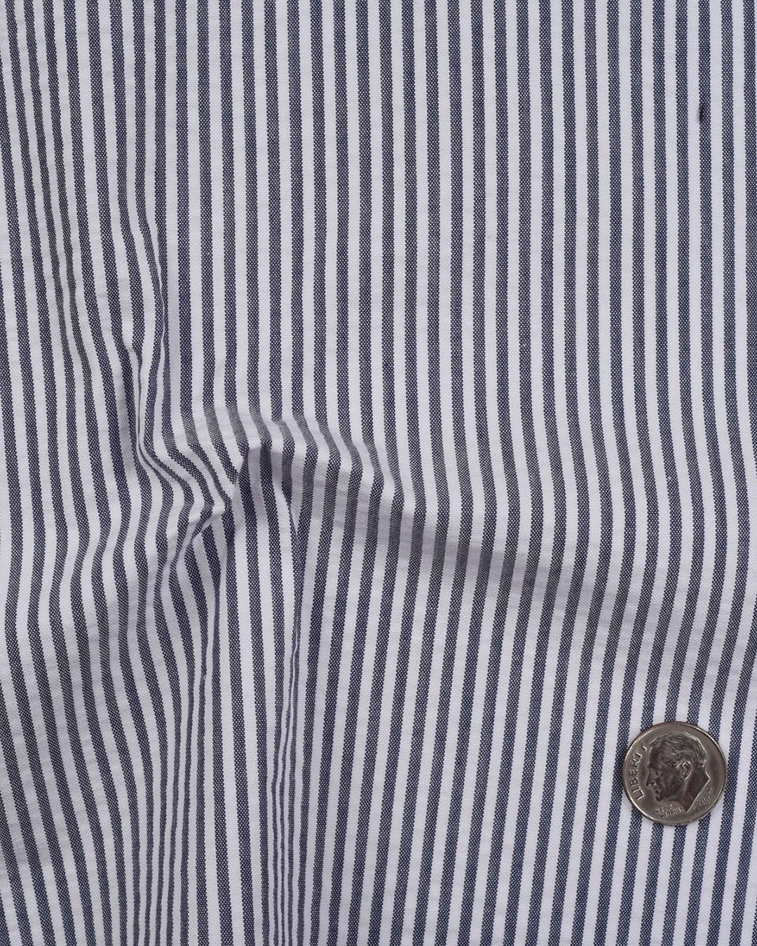 Navy Blue White Candy Stripes Seersucker - 7