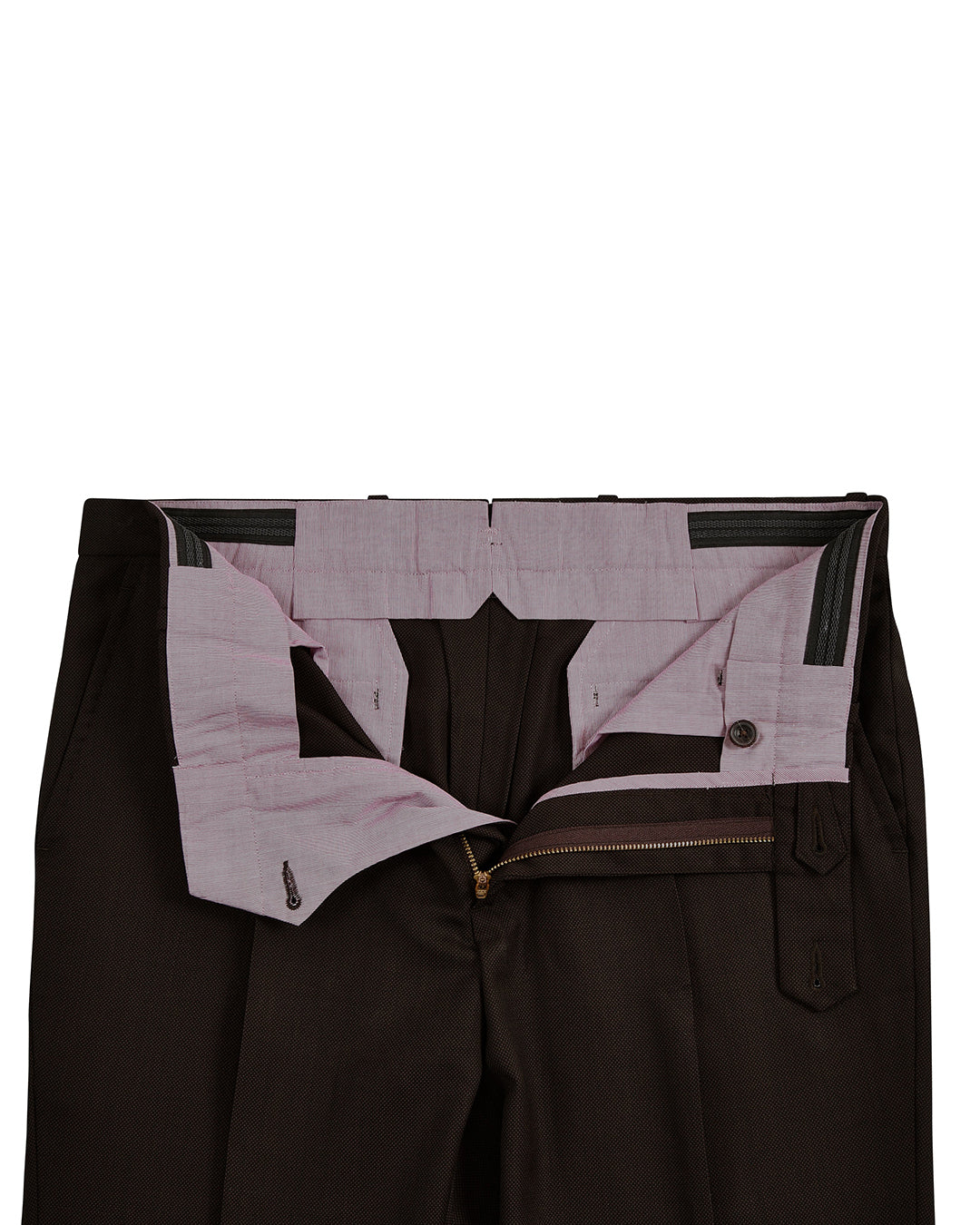 Brown Wool Birdseye Dress Pant - 4