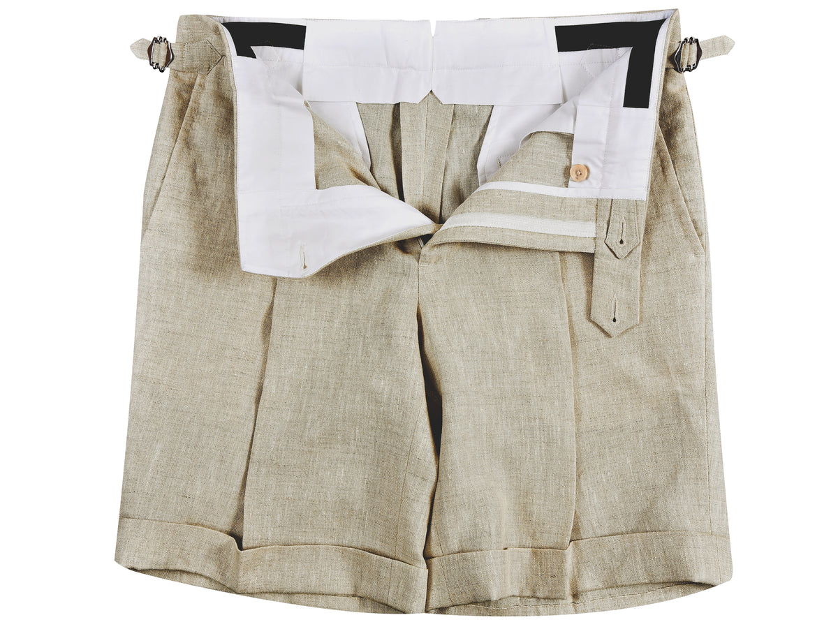 100% Linen Suiting Muslin Shorts - 3