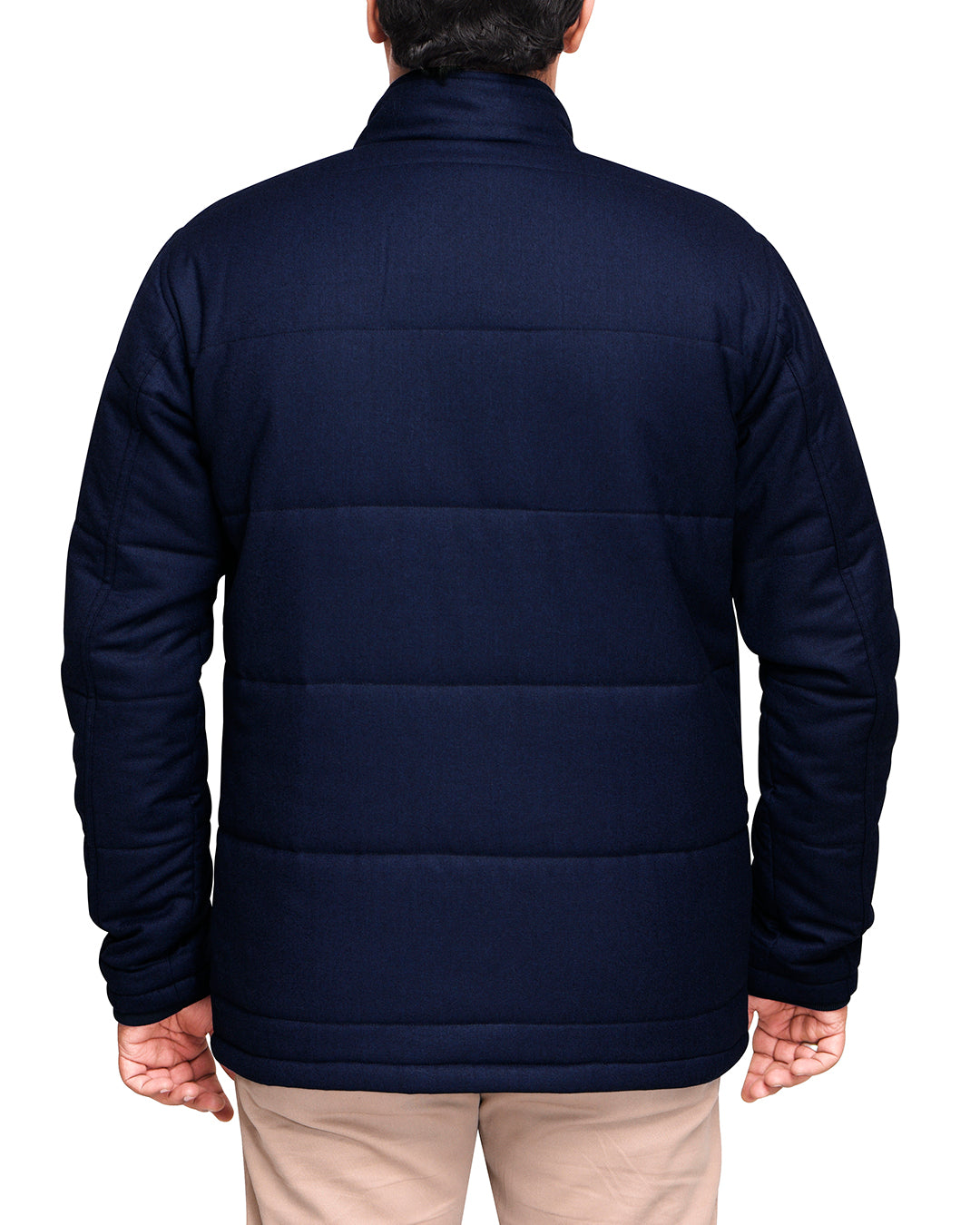 VBC Navy Wool Flannel Zipper Quilted Jacket