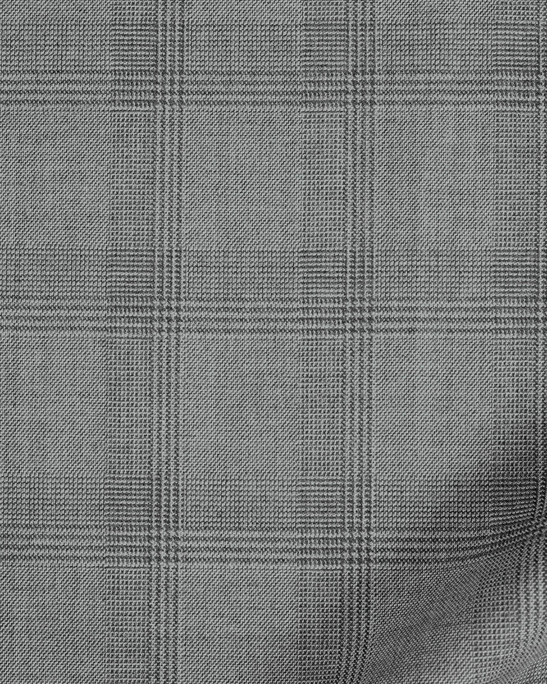 Drago: Super 160s Light Grey Prince of Wales Checks Dress Pant - 6