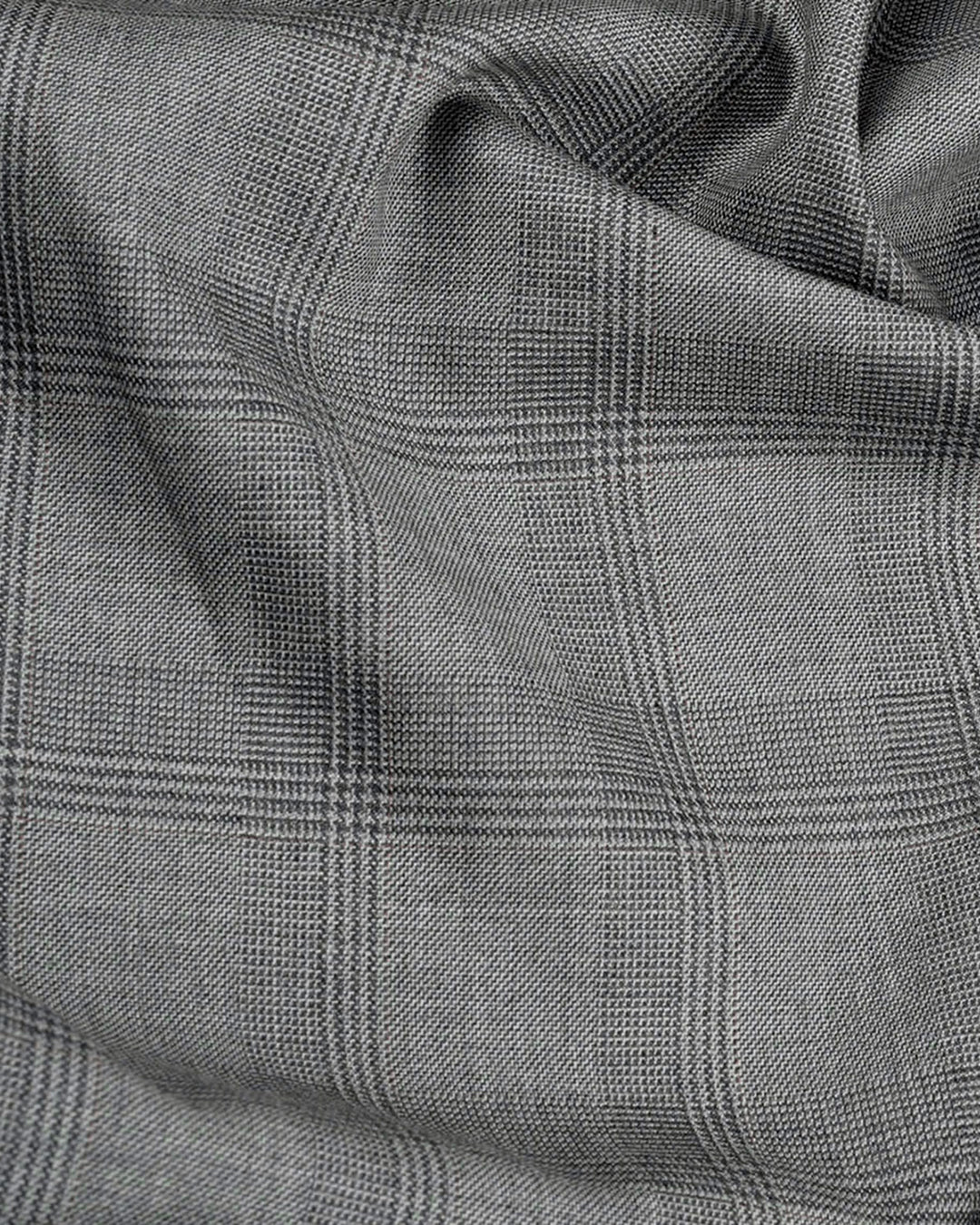 Drago: Super 160s Light Grey Prince of Wales Checks Dress Pant - 7