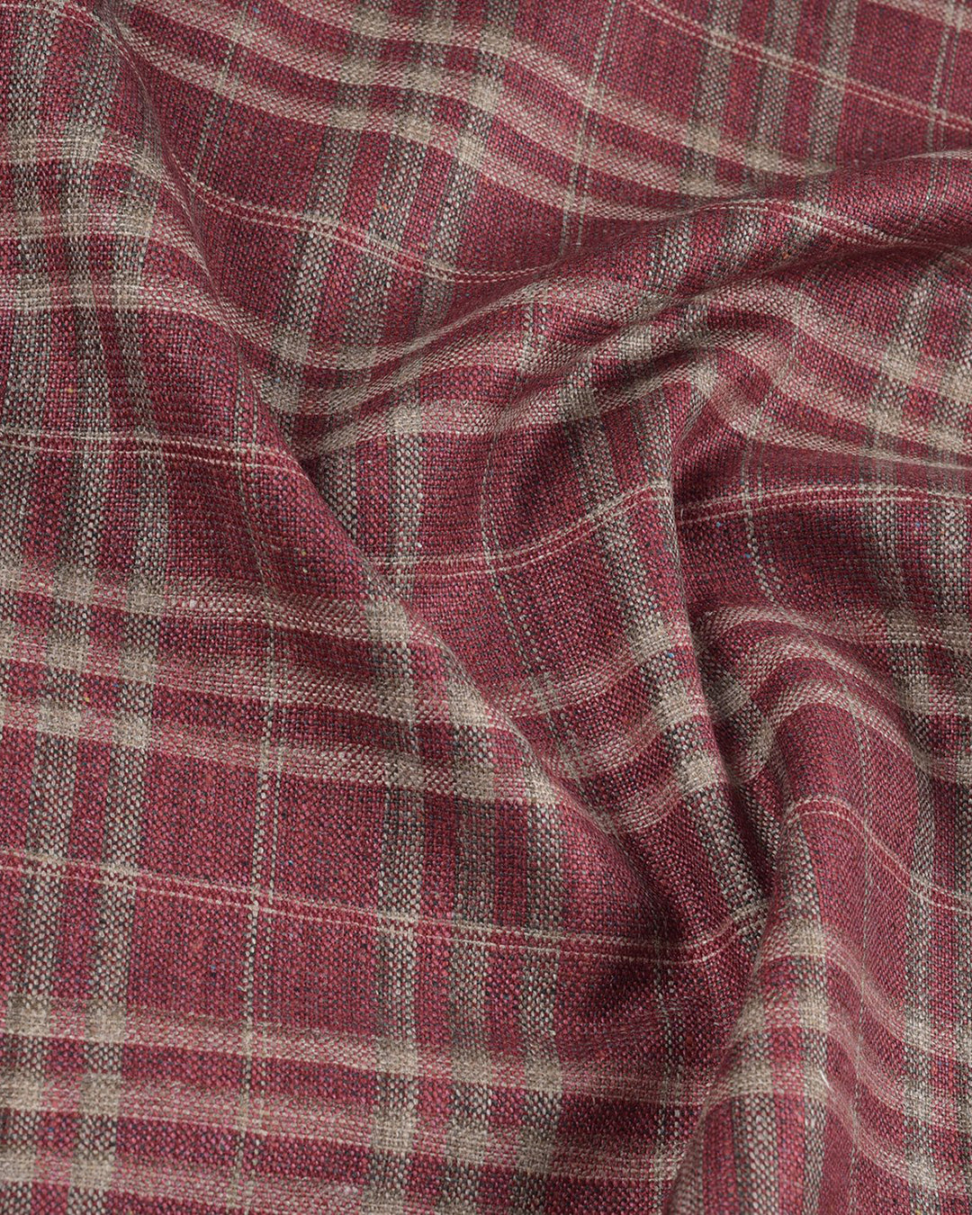 EThomas Maroon Windowpane Checks - 2