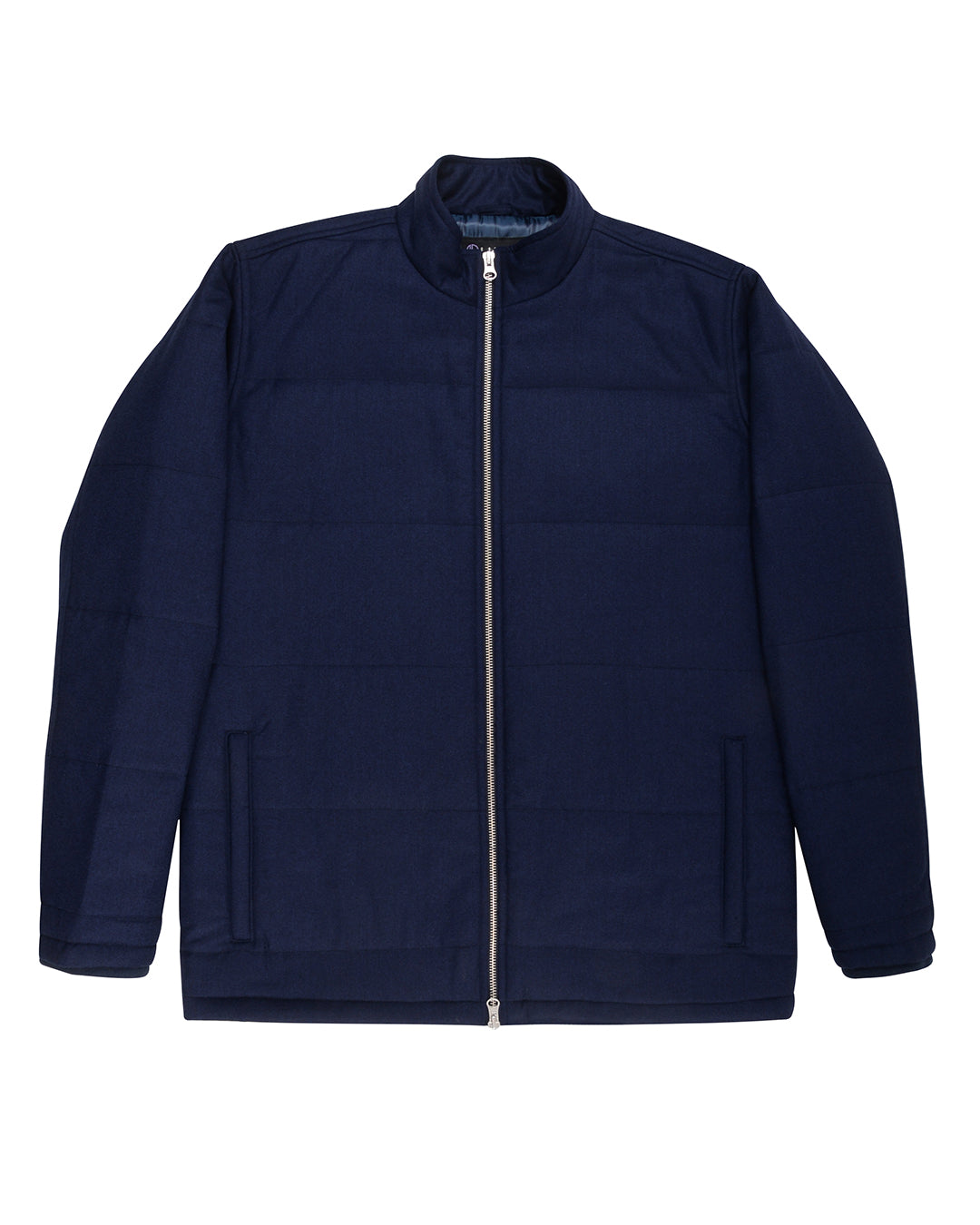 VBC Navy Wool Flannel Zipper Quilted Jacket