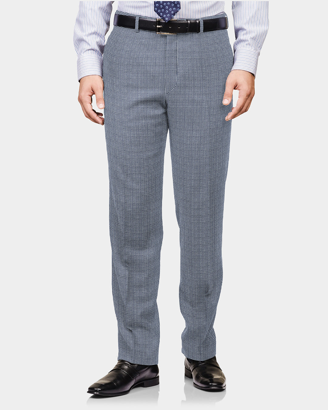 Dugdale Fine Worsted Pant - Fine Navy Dogtooth