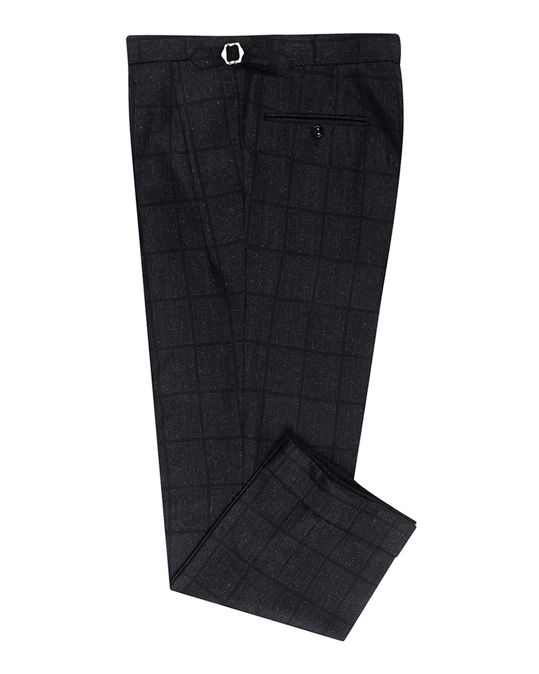 EThomas Wool Silk Cashmere: Black Windowpane