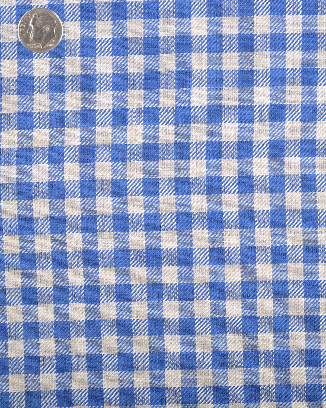 Linen:Cream Blue Gingham Checks