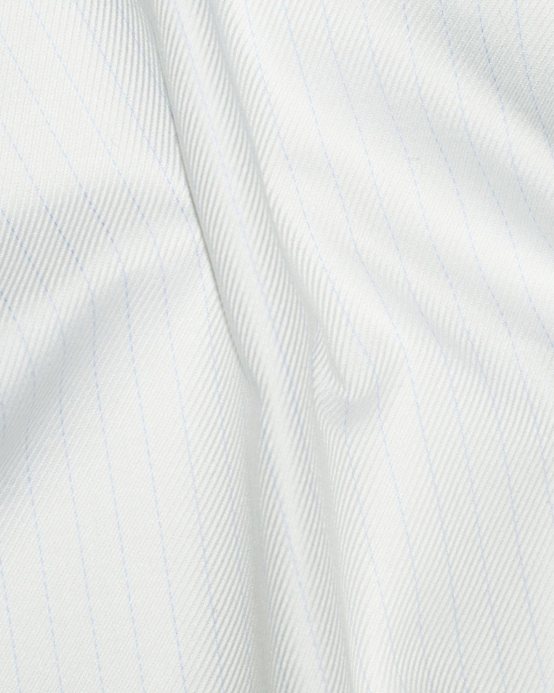 Zegna White Twill With Pale Blue HairLine Stripes