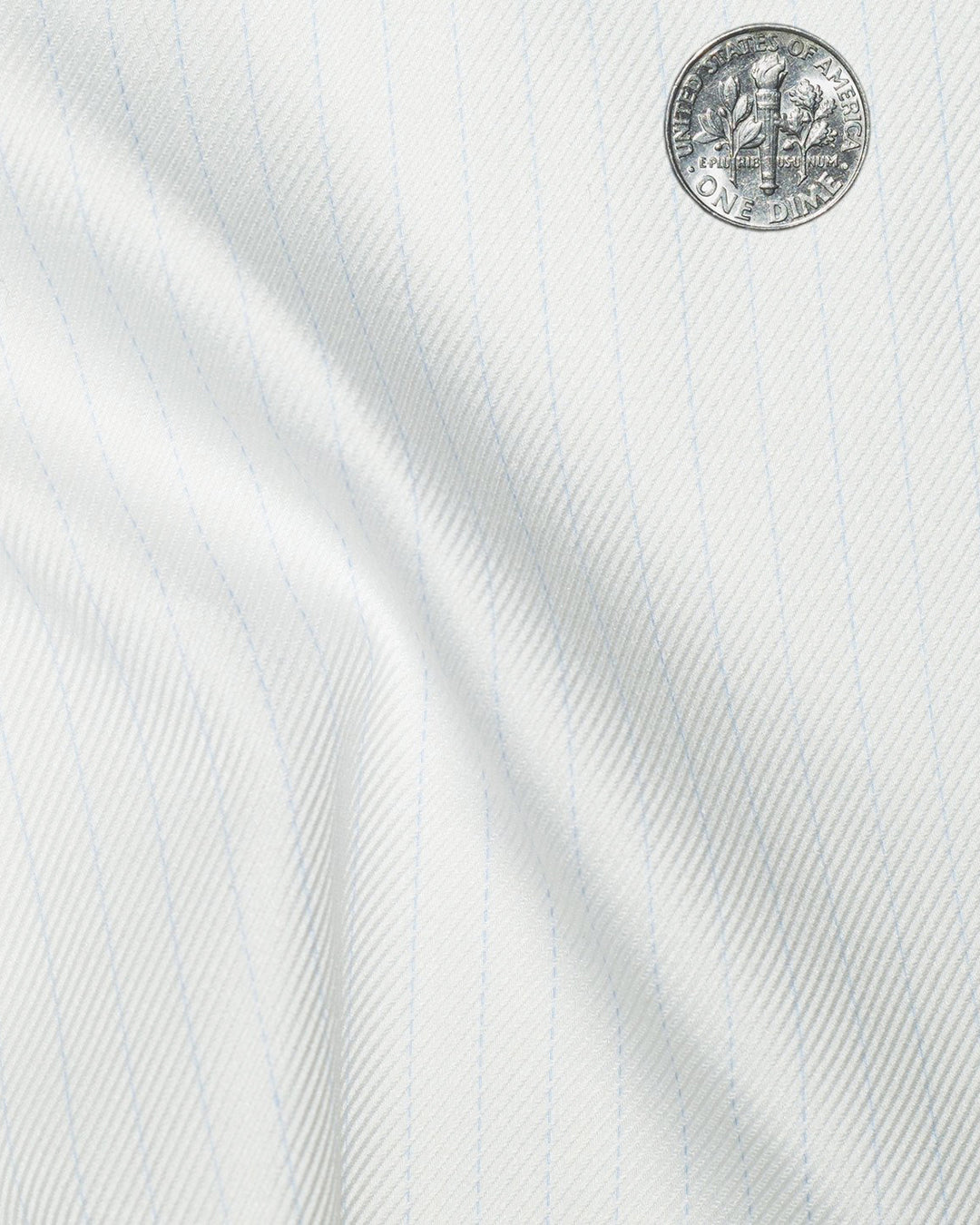 Zegna White Twill With Pale Blue HairLine Stripes - 5
