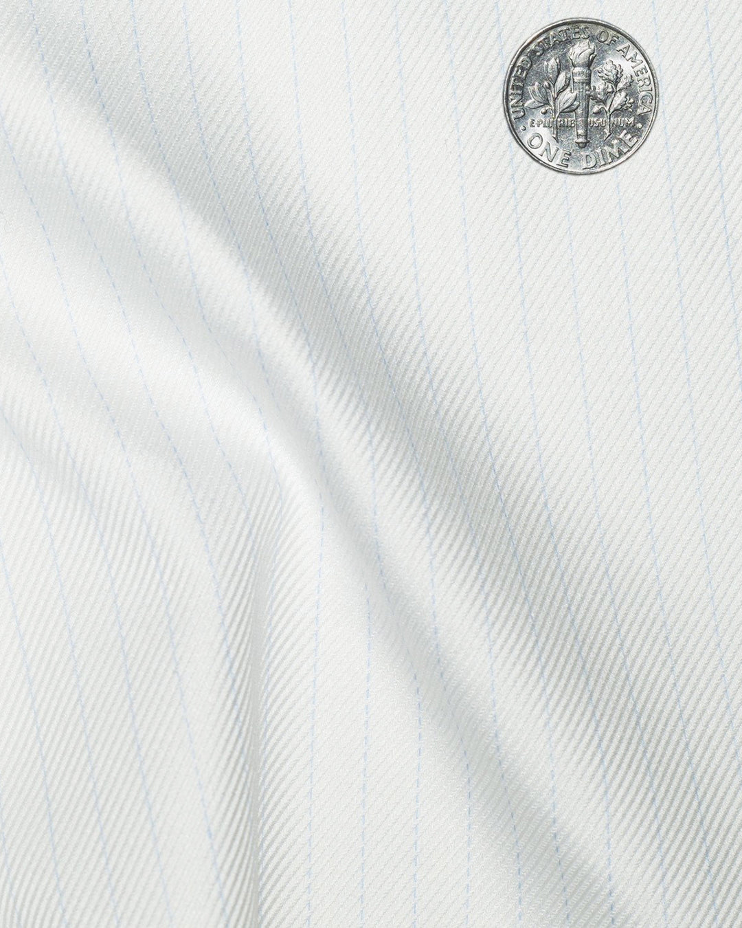 Zegna White Twill With Pale Blue HairLine Stripes