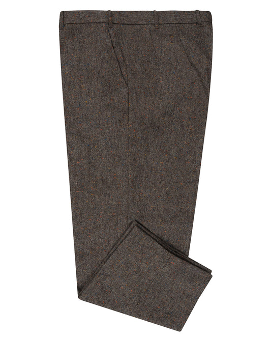 Holland & Sherry Tweed Wool Multicolor Brown Tint - Pink With Blue Orange Point Tweed