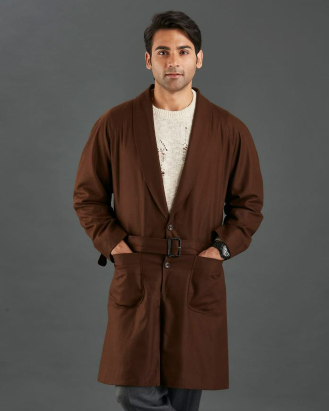 VBC Coffee Brown Flannel Over Coat