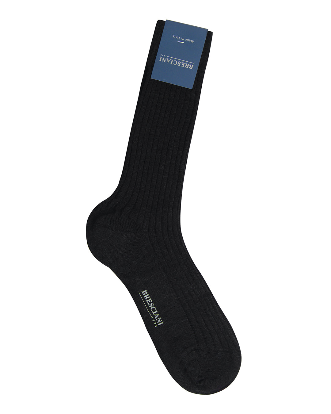 Bresciani Wool Rib Socks-Antracite - 1