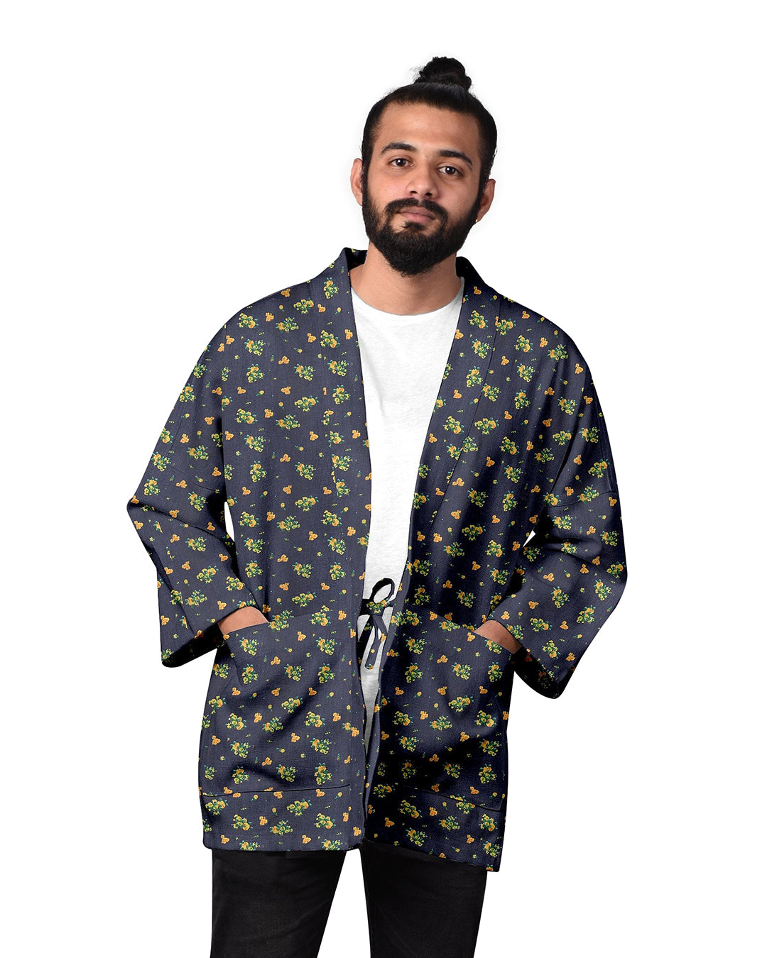 Noragi in Flower Printed Indigo Denim - 1