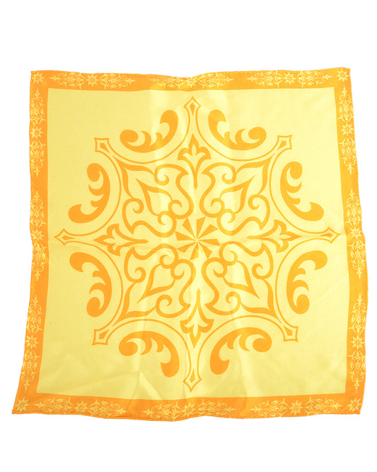 Pocket Square- Orange Print On Yellow