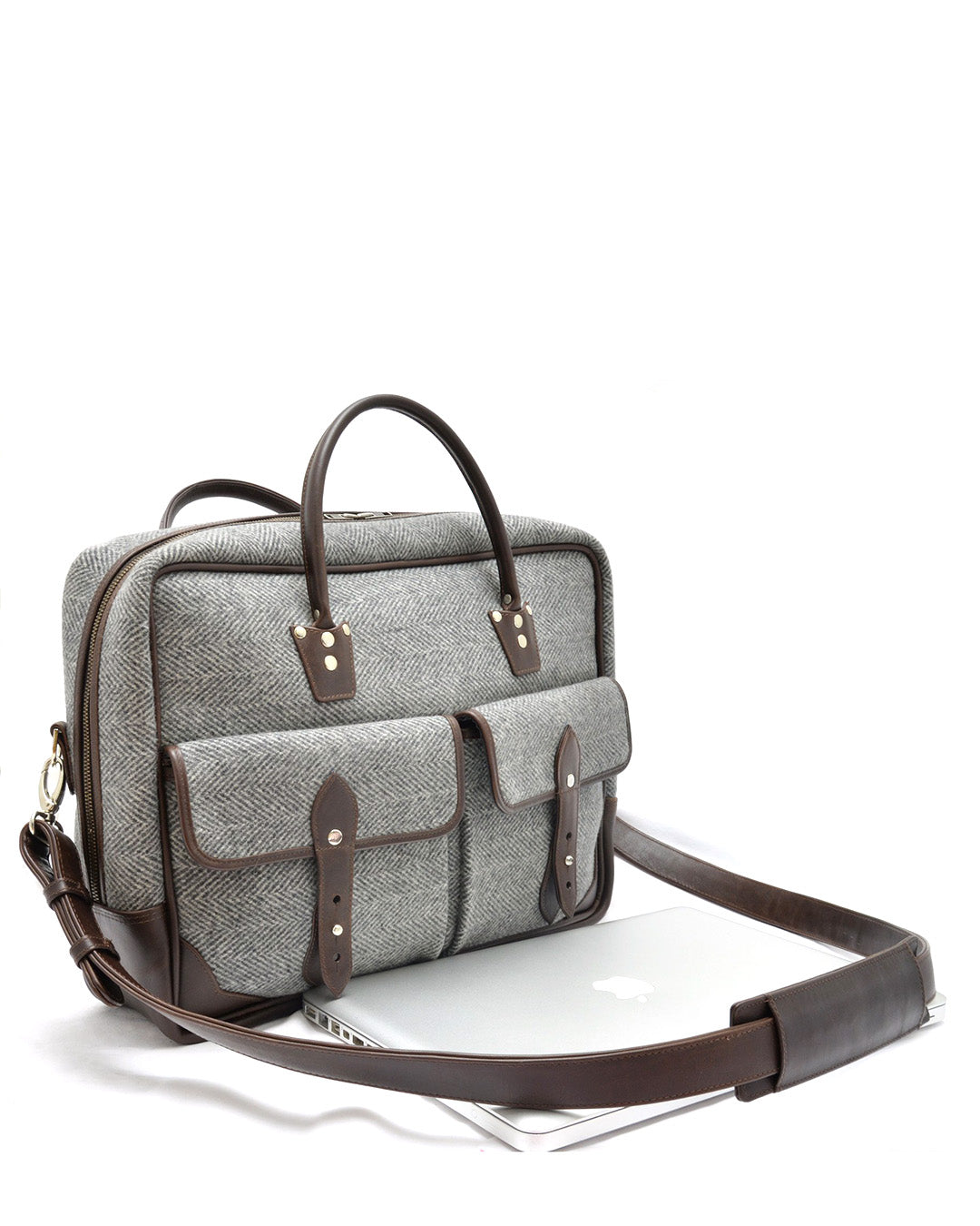 Luxire Portfolio Office Bag in Leather and Wool - 1