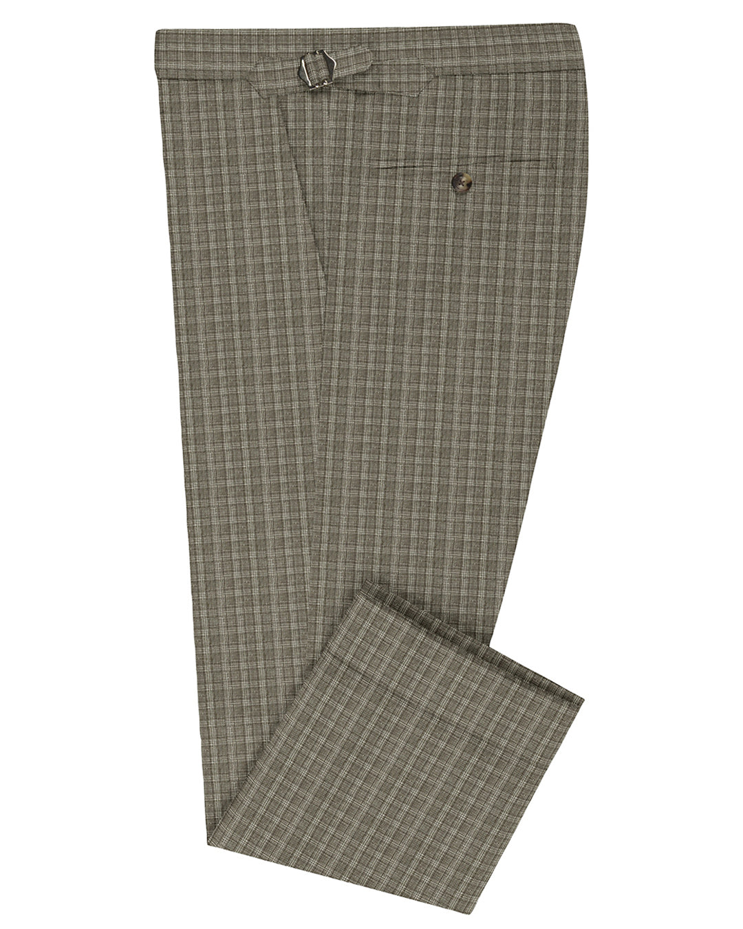 Scabal Linen Olive Green Tattersall Checks Pants - 1