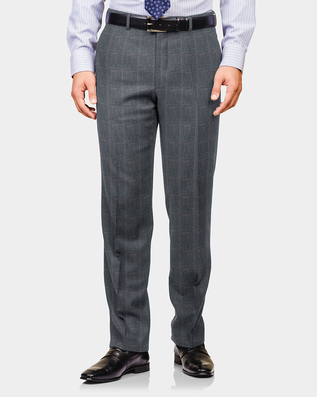 EThomas Shark Shine Silver Windowpane Checks - 1