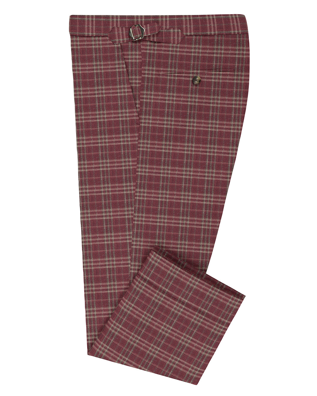 EThomas Maroon Windowpane Checks - 1