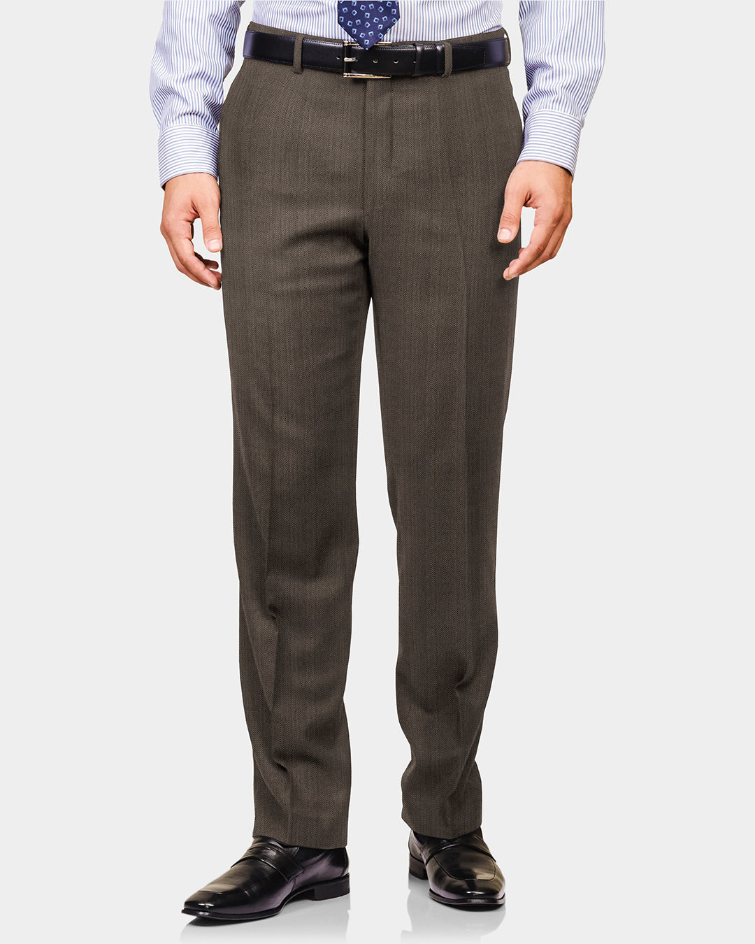 Performance Chino: Brown Herringbone - 3