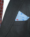 Red Blue Paisley Embroidered Pocket Square