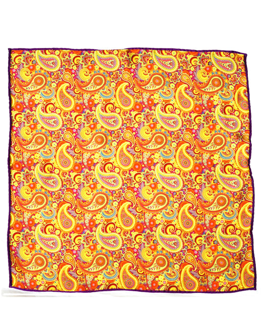 Purple Gold Paisley Pocket Square